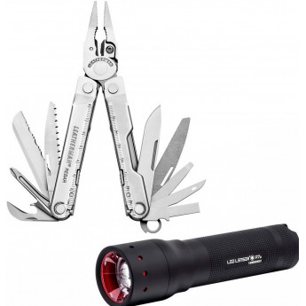 Мультитул LEATHERMAN REBAR 1205 + LED LENSER P7.2 в подарочной упаковке с нейлоновым чехлом