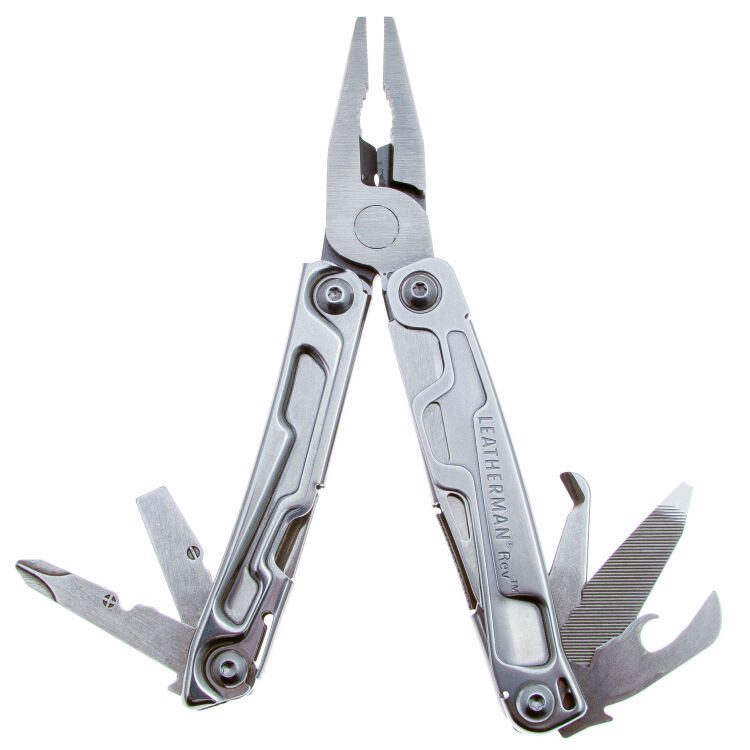 мультитул Leatherman Rev в сложенном виде рядом с чехлом